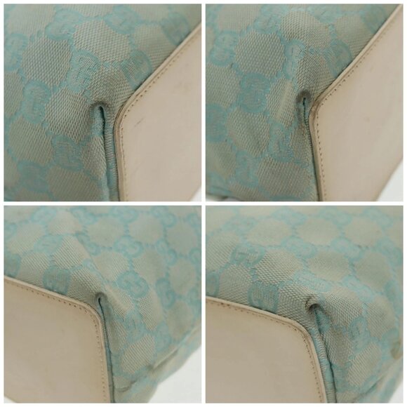 GUCCI GG Canvas Tote Bag Light Blue Gold 002 1098 Auth 100928 - Picture 14 of 16